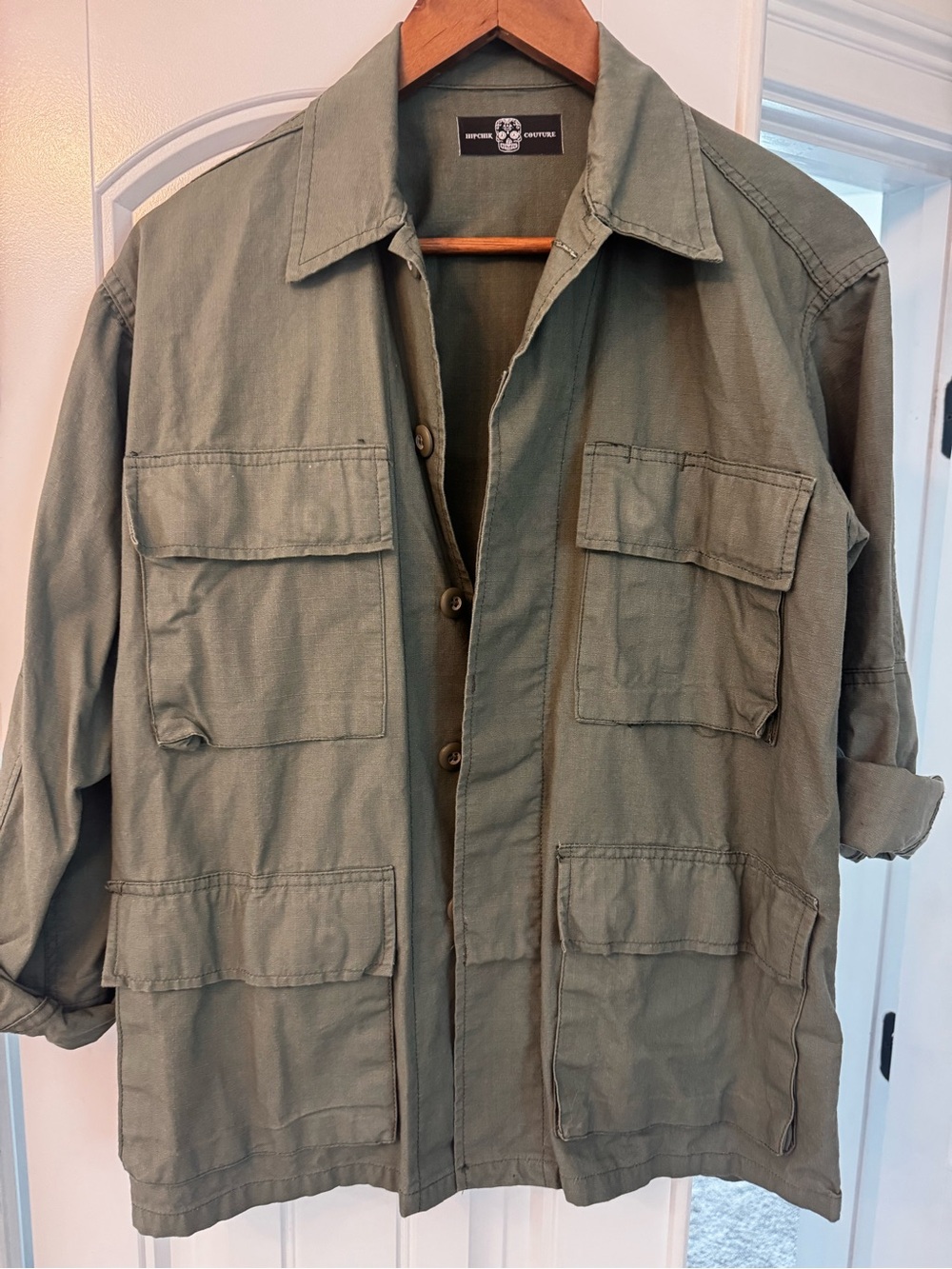 Military-Style Olive Green Field Jacket - hip chic couture